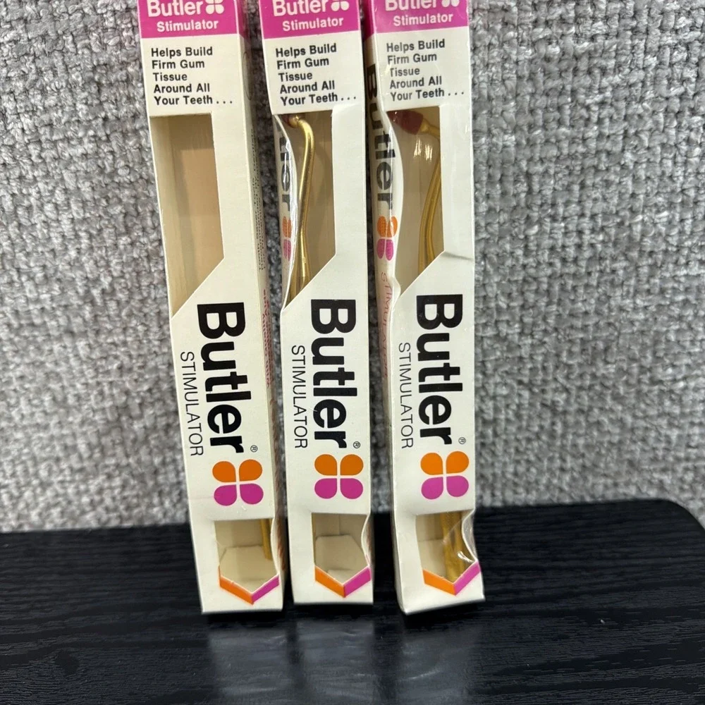 3 Vintage Gold Tone Dental Gum Stimulator #600 John O Butler Co Chicago SEALED‎